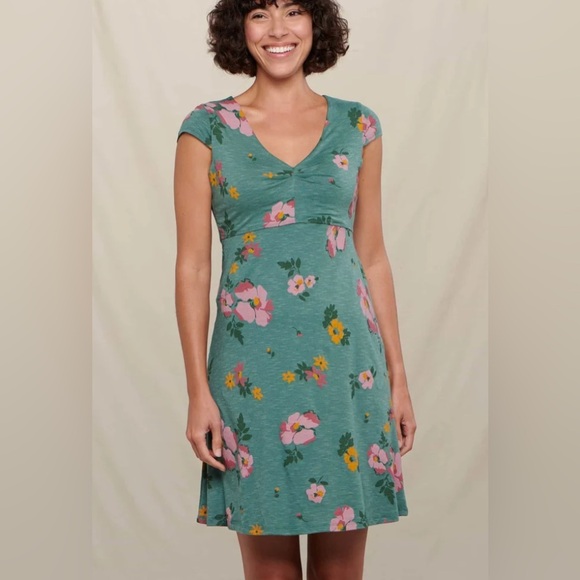 Toad & Co Rosemarie Short Sleeve Midi Length Athleisure Active Travel Dress - Picture 2 of 9